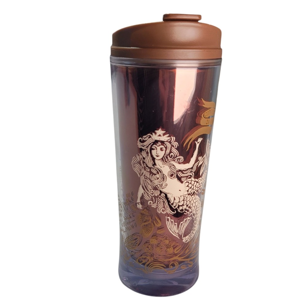 Starbucks 2011 Insulated Mermaid Tumbler 16 Fl Oz Metallic Brown With Lid - Picture 6 of 8